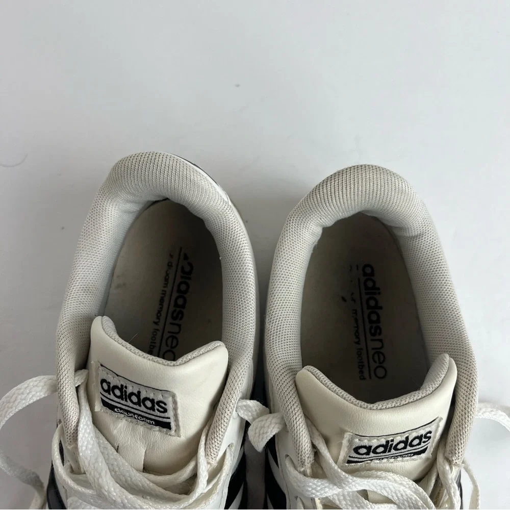 Adidas Neo Grand Court White Sneakers Size 6 Black Stripes Cloud Foam